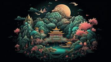 Vivid and Vibrant 3D Chinese Illustration. photo