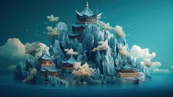 Vivid and Vibrant 3D Chinese Illustration. photo