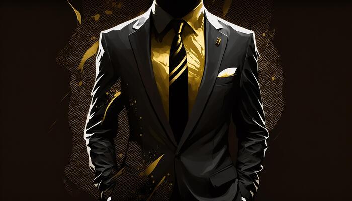 A Close-Up Silhouette Of A Rich Businessman In Black And Gold Suit.  Generative Ai 22335194 Stock Photo At Vecteezy