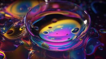 Abstract background, holographic fluid foil, metallic texture. photo