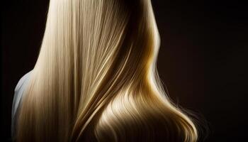 Beautiful long Hair. Beauty woman with luxurious straight blonde hair. generative ai photo