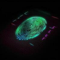 Fingerprint, security access with biometrics identification. ,Safety Internet Concept. photo