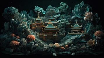 Vivid and Vibrant 3D Chinese Illustration. photo