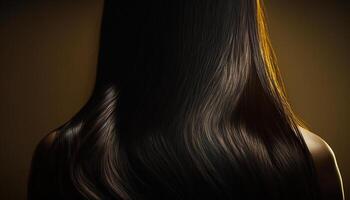 Beautiful long Hair. Beauty woman with luxurious brown hair. generative ai photo
