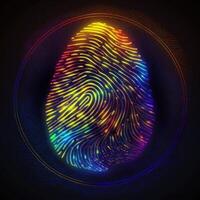 Fingerprint, security access with biometrics identification. ,Safety Internet Concept. photo