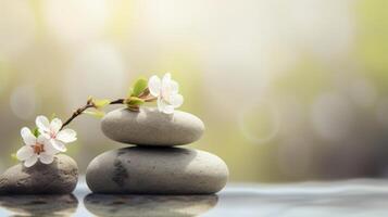 Spa stones on blurred background. photo
