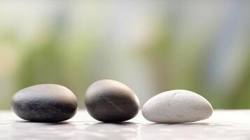 Spa stones on blurred background. photo