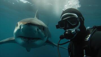 Diver's Selfie Captures Heart-Pumping Moment Before Encounter with Shark. photo