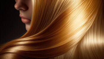 Beautiful long Hair. Beauty woman with luxurious straight blonde hair. generative ai photo