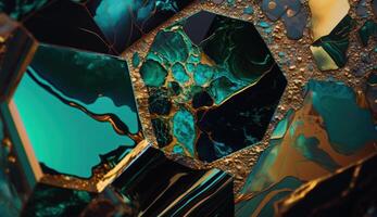 Golden Malachite Marble Texture. photo