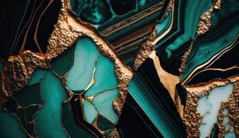 Golden Malachite Marble Texture. photo