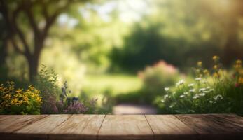 Wooden Garden Table, Product Presentation. photo