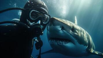 Diver's Selfie Captures Heart-Pumping Moment Before Encounter with Shark. photo