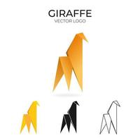 Origami vector logo set with giraffe. isolated Logo with giraffe in different variations. Gradient, color, black and outline logotype for company, graphic design and so on.