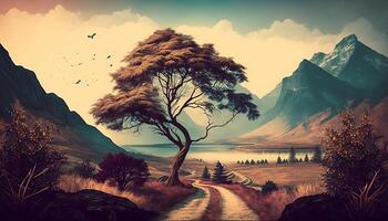 Lanscape Panoramic View of The Mountains Aesthetic Background - photo