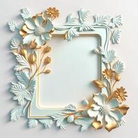 Blank Embossed Frame with Aesthetic Style Flowers Background - photo