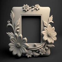 blanco en relieve marco con estético estilo flores antecedentes - generado ai foto