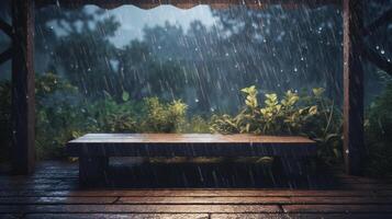 Summer rainy background. Illustration AI Generative photo