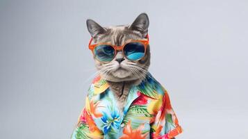 Funny summer cat. Illustration photo