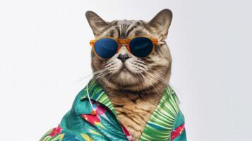 Funny summer cat. Illustration photo