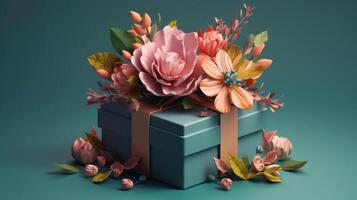 Gift box with flowers Illustration photo