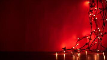 rojo antecedentes con Navidad luces ilustración ai generativo foto