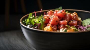 Poke bowl. Illustration photo