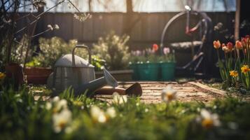 primavera jardinería. ilustración ai generativo foto