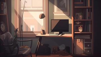 Modern Working Desk. Illustration photo