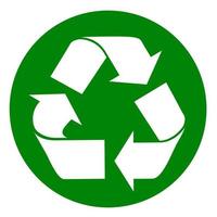 The universal recycling symbol. International symbol used on packaging to remind people to dispose of it in a bin instead of littering. Icon isolated on white background. Vector illustration.