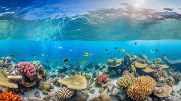 Coral reef background. Illustration AI Generative photo