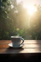 Summer morning with coffee cup. Illustration photo