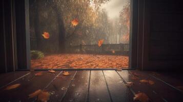 Autumn rainy background. Illustration photo