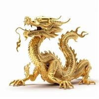 Golden dragon isolated. Illustration photo