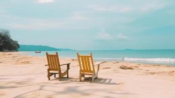 Summer beach with chairs. Illustration photo