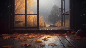 Autumn rainy background. Illustration photo