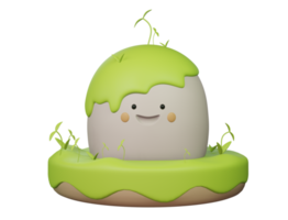 Cute hill with tree high quality 3d render png