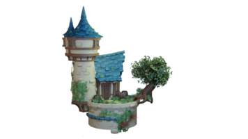 Cartoon home mage tower high quality 3d render png