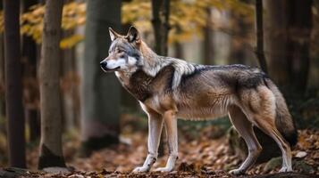 Wolf in forest. Illustration photo