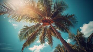 Palm tree sunny background. Illustration photo