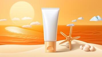 Sunscreen on the beach Illustration photo