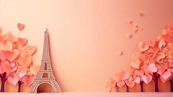 Paris romantic background. Illustration AI Generative photo