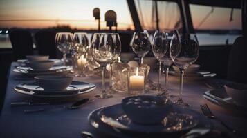 Laid table in a restaurant Illustration photo