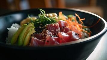 Poke bowl. Illustration photo