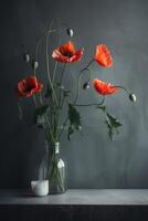 Poppy flower background. Illustration photo