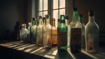 Vintage bottles collection. Illustration photo