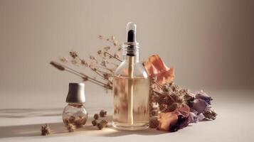Cosmetic serum bottle. Illustration photo