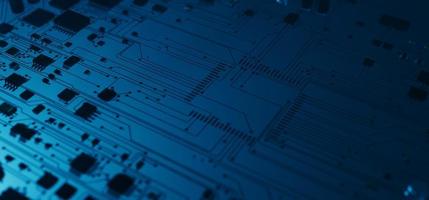 the variety of different types of chips and electronic components on the printed circuit board photo