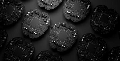 the variety of different types of chips and electronic components on the printed circuit board photo