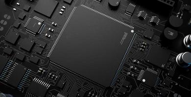 the variety of different types of chips and electronic components on the printed circuit board photo